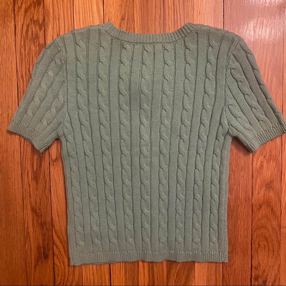 Forever 21 Green Button Down Cable Knit Sweater - Picture 2 of 3
